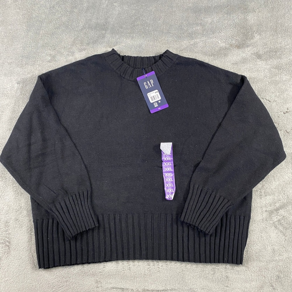 GAP Sweater XXL Women Black Crewneck Knit Casual Goth MSRP $79.99